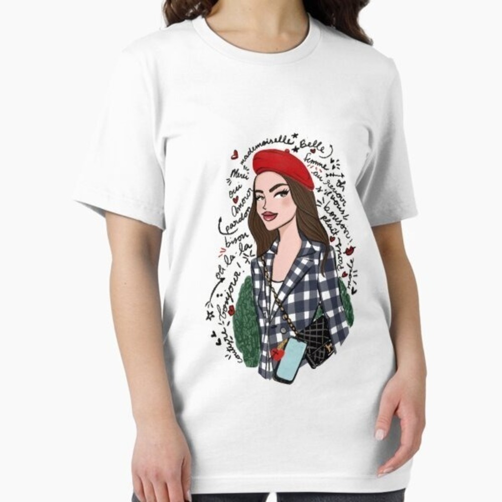 Emily In Paris Fashion Girl Cartoon Tee Casual Outfit